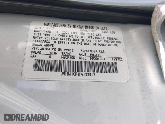 2017 Nissan Rogue Sport SL with VIN JN1BJ1CR1HW122612, listed as a IAAI auction lot 42126526 with 46,272 mi miles. Bid and sale history available at carsss.com. Image 9.