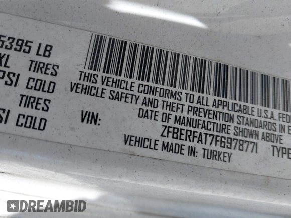 2015 Ram ProMaster City Cargo Tradesman with VIN ZFBERFAT7F6978771, listed as a IAAI auction lot 42377610 with 182,667 mi miles and . Bid and sale history available at DreamBid. Image 9.
