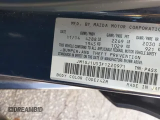 2015 Mazda 6 i Sport with VIN JM1GJ1U53F1220971, listed as a IAAI auction lot 41524727 with 105,436 mi miles. Bid and sale history available at carsss.com. Image 9.