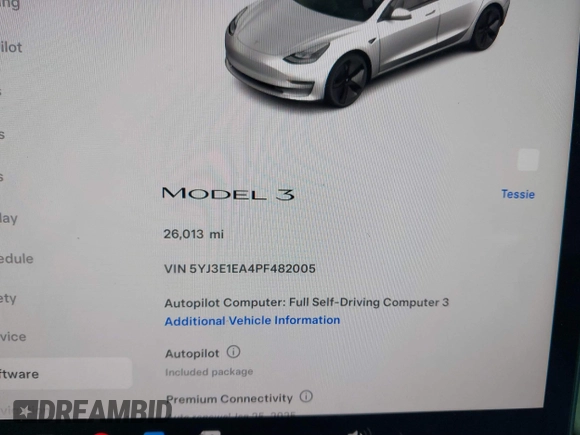 2023 Tesla Model 3 z VIN 5YJ3E1EA4PF482005, wystawiony jako IAAI lot #41363157 z przebiegiem 26 013 mil mil oraz . Historia ofert i sprzedaży dostępna na DreamBid. Obrazek 7.