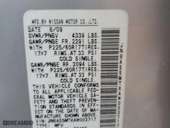 2010 Nissan Rogue S with VIN JN8AS5MTXAW003717, listed as a Copart auction lot 48964465 with 99,716 mi miles and Salvage Title. Bid and sale history available at carsss.com. Image 13.