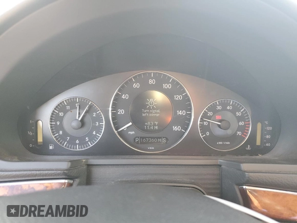 2005 Mercedes-Benz E-Class 3.2L with VIN WDBUF65J05A661032, listed as a Copart auction lot 45510375 with 167,360 mi miles and Salvage Title. Bid and sale history available at carsss.com. Image 9.