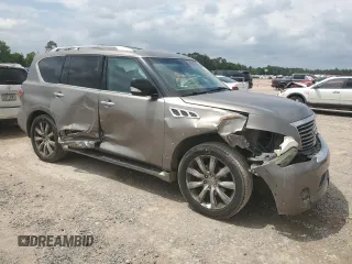 2013 Infiniti QX56 with VIN JN8AZ2NF3D9550754, listed as a Copart auction lot 54130675 with 202,669 mi miles and Salvage title. Bid and sale history available at DreamBid. Image 4.