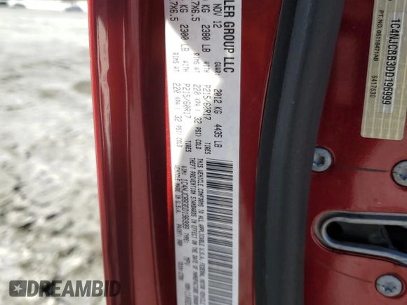 2013 Jeep Compass Sport with VIN 1C4NJCBB3DD196999, listed as a Copart auction lot 45115535 with 108,887 mi miles and Salvage Title. Bid and sale history available at carsss.com. Image 15.