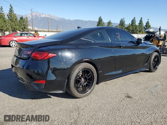 2019 Infiniti Q60 Luxe with VIN JN1EV7EL8KM290926, listed as a Copart auction lot 46810025 with 46,848 mi miles and Salvage Title. Bid and sale history available at DreamBid. Image 3.