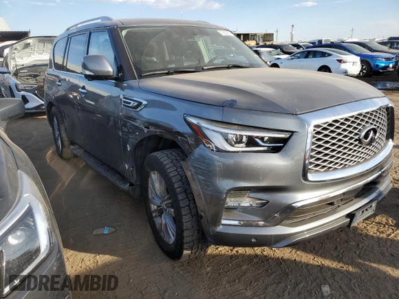 2020 Infiniti QX80 LUXE with VIN JN8AZ2NE4L9250677, listed as a Copart auction lot 72859574 with 96,483 mi miles and Salvage Title. Bid and sale history available at carsss.com. Image 4.