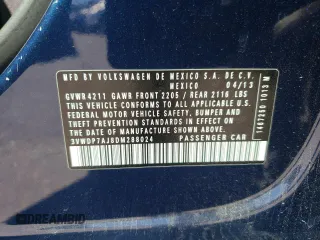 2013 Volkswagen Jetta SE z VIN 3VWDP7AJ8DM288024, wystawiony jako Copart lot #49385335 z przebiegiem 109 439 mil mil oraz Szkoda całkowita • Salvage title. Historia ofert i sprzedaży dostępna na DreamBid. Obrazek 12.