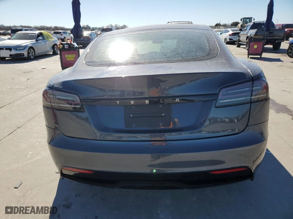 2023 Tesla Model S with VIN 5YJSA1E5XPF516118, listed as a Copart auction lot 42147345 with 12,564 mi miles and Salvage Title. Bid and sale history available at carsss.com. Image 6.