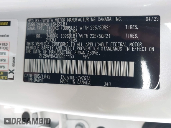 2023 Lexus RX 350 с VIN 2T2BAMBA3PC011153, выставлен на аукционе IAAI как лот 41025038 с пробегом 16 404 миль миль и . История ставок и продаж доступна на DreamBid. Изображение 9.