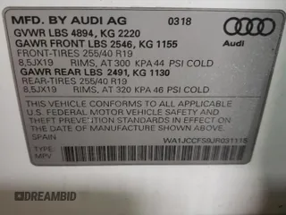 2018 Audi Q3 Premium Plus with VIN WA1JCCFS9JR031115, listed as a Copart auction lot 39580513 with 32,800 mi miles. Bid and sale history available at carsss.com. Image 12.