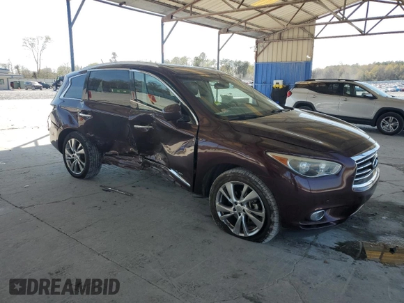 2013 Infiniti JX35 with VIN 5N1AL0MM9DC337002, listed as a Copart auction lot 51002775 with 128,836 mi miles and Salvage Title. Bid and sale history available at carsss.com. Image 4.