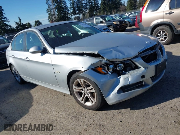 2008 BMW 3 Series 328i with VIN WBAVA37538NL58078, listed as a IAAI auction lot 41693224 with 147,128 mi miles. Bid and sale history available at carsss.com. Image 1.