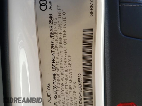 2018 Audi S4 Prestige with VIN WAUC4AF43JA005512, listed as a Copart auction lot 72991223 with 36,049 mi miles. Bid and sale history available at carsss.com. Image 12.