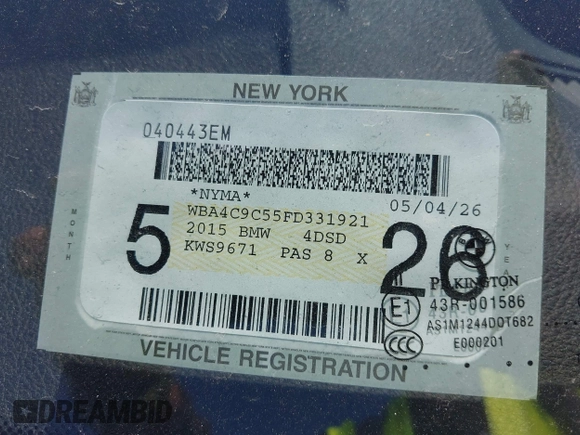2015 BMW 4 Series 428i xDrive with VIN WBA4C9C55FD331921, listed as a IAAI auction lot 42214901 with 94,970 mi miles and . Bid and sale history available at DreamBid. Image 19.