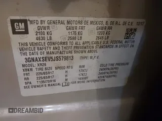 2018 Chevrolet Equinox LT with VIN 3GNAXSEV5JS579813, listed as a IAAI auction lot 41855403 with 68,094 mi miles. Bid and sale history available at carsss.com. Image 9.