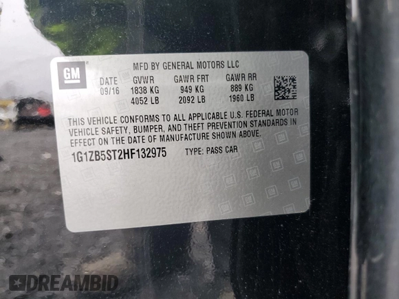 2017 Chevrolet Malibu LS with VIN 1G1ZB5ST2HF132975, listed as a Copart auction lot 52906185 with 50,519 mi miles and Salvage Title. Bid and sale history available at DreamBid. Image 14.