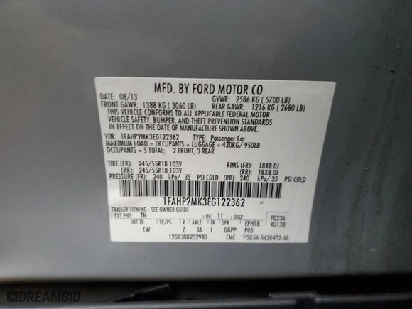 2014 Ford Sedan Police Interceptor with VIN 1FAHP2MK3EG122362, listed as a Copart auction lot 43003425 with 195,663 mi miles and Salvage Title. Bid and sale history available at carsss.com. Image 15.