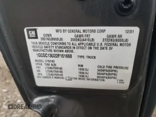 2002 Chevrolet Silverado 1500HD LS z VIN 1GCGC13U22F161668, wystawiony jako Copart lot #53289994 z przebiegiem Nie podano mil oraz Szkoda całkowita • Salvage title. Historia ofert i sprzedaży dostępna na DreamBid. Obrazek 13.