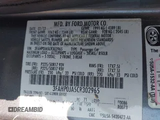 2012 Ford Fusion SEL with VIN 3FAHP0JA5CR302965, listed as a IAAI auction lot 42697954 with 169,156 mi miles and . Bid and sale history available at DreamBid. Image 9.