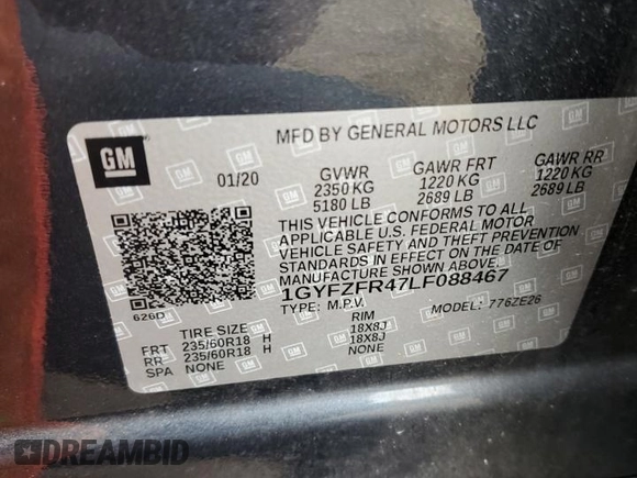 2020 Cadillac XT4 AWD Sport z VIN 1GYFZFR47LF088467, wystawiony jako Copart lot #69901024 z przebiegiem 46 701 mil mil oraz Szkoda całkowita • Salvage title. Historia ofert i sprzedaży dostępna na DreamBid. Obrazek 14.