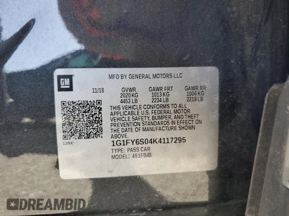 2019 Chevrolet Bolt EV LT z VIN 1G1FY6S04K4117295, wystawiony jako Copart lot #57817635 z przebiegiem 180 284 mil mil oraz Szkoda całkowita • Salvage title. Historia ofert i sprzedaży dostępna na DreamBid. Obrazek 13.