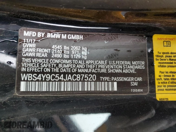 2018 BMW M4 z VIN WBS4Y9C54JAC87520, wystawiony jako Copart lot #81470374 z przebiegiem 58 946 mil mil oraz Szkoda całkowita • Salvage title. Historia ofert i sprzedaży dostępna na DreamBid. Obrazek 12.