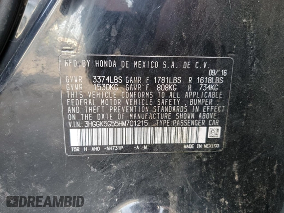 2017 Honda Fit LX with VIN 3HGGK5G55HM701215, listed as a Copart auction lot 50043395 with 186,805 mi miles and Salvage Title. Bid and sale history available at DreamBid. Image 12.