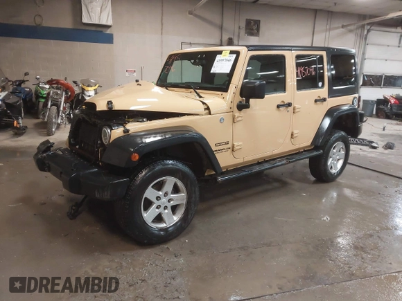 2014 Jeep Wrangler Unlimited Sport with VIN 1C4BJWDG2EL134143, listed as a IAAI auction lot 41957046 with 151,529 mi miles and . Bid and sale history available at DreamBid. Image 2.