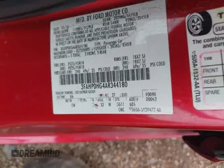 2010 Ford Fusion SE with VIN 3FAHP0HG4AR344180, listed as a IAAI auction lot 41435302 with 202,718 mi miles. Bid and sale history available at carsss.com. Image 9.