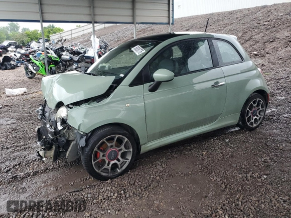 2012 FIAT 500 Sport with VIN 3C3CFFBR9CT106050, listed as a Copart auction lot 58928775 with 201,074 mi miles and Salvage title. Bid and sale history available at DreamBid. Image 1.