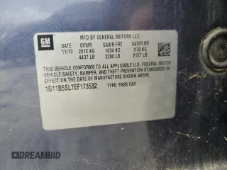 2014 Chevrolet Malibu LS with VIN 1G11B5SL7EF173532, listed as a Copart auction lot 54574485 with 129,234 mi miles and Clean Title. Bid and sale history available at DreamBid. Image 12.