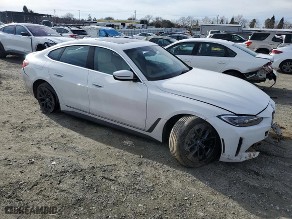 2024 BMW i4 eDrive35 with VIN WBY43AW0XRFR93179, listed as a Copart auction lot 87468814 with NaN miles and Salvage Title. Bid and sale history available at carsss.com. Image 4.