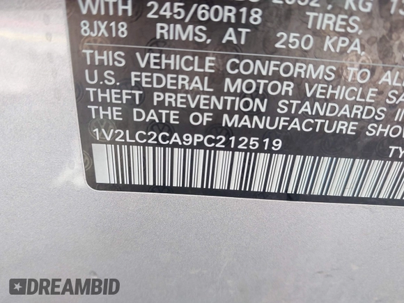 2023 Volkswagen Atlas SE с VIN 1V2LC2CA9PC212519, выставлен на аукционе IAAI как лот 42177771 с пробегом 58 505 миль миль и . История ставок и продаж доступна на DreamBid. Изображение 9.