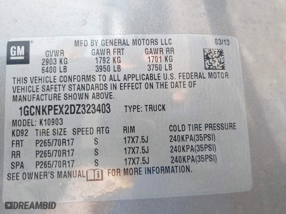 2013 Chevrolet Silverado 1500 Work Truck with VIN 1GCNKPEX2DZ323403, listed as a IAAI auction lot 41754473 with 150,224 mi miles. Bid and sale history available at carsss.com. Image 9.