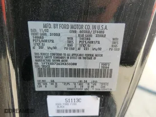 2003 Ford F-150 XL with VIN 1FTRX07263KB50388, listed as a Copart auction lot 69563634 with 0 mi miles and Non Repairable. Bid and sale history available at carsss.com. Image 13.