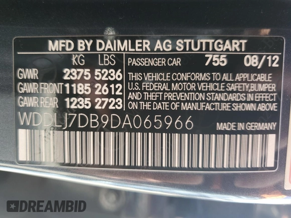 2013 Mercedes-Benz CLS 550 z VIN WDDLJ7DB9DA065966, wystawiony jako Copart lot #46363545 z przebiegiem 54 850 mil mil oraz Szkoda całkowita • Salvage title. Historia ofert i sprzedaży dostępna na DreamBid. Obrazek 12.