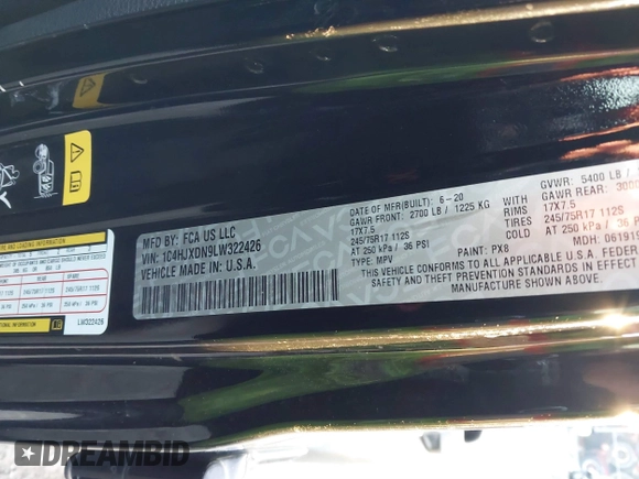 2020 Jeep Wrangler Unlimited Sport S z VIN 1C4HJXDN9LW322426, wystawiony jako IAAI lot #41138988 z przebiegiem 70 261 mil mil oraz . Historia ofert i sprzedaży dostępna na DreamBid. Obrazek 9.