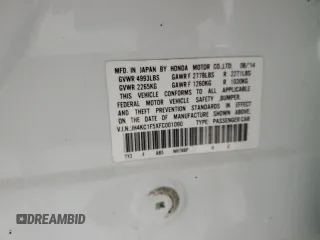 2015 Acura RLX Tech Pkg with VIN JH4KC1F5XFC001090, listed as a Copart auction lot 88261555 with 0 mi miles and Salvage Title. Bid and sale history available at carsss.com. Image 14.