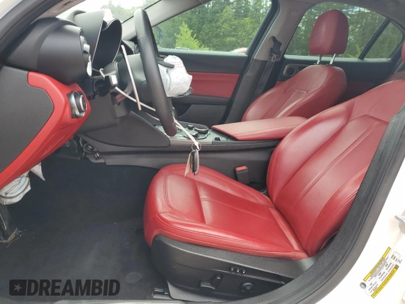 2019 Alfa Romeo Giulia Sport with VIN ZARFANAN6K7607194, listed as a Copart auction lot 57393415 with Not provided miles and Salvage title. Bid and sale history available at DreamBid. Image 7.