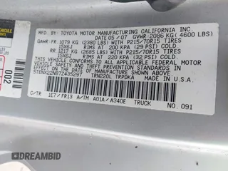 2007 Toyota Tacoma with VIN 5TENX22N87Z435297, listed as a IAAI auction lot 42312336 with 100,665 mi miles and . Bid and sale history available at DreamBid. Image 9.