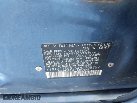 2008 Subaru Forester X с VIN JF1SG63648H708357, выставлен на аукционе IAAI как лот 41597219 с пробегом Не указан миль и . История ставок и продаж доступна на DreamBid. Изображение 9.