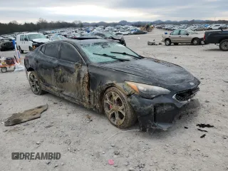 2018 Kia Stinger GT2 with VIN KNAE55LC8J6016646, listed as a Copart auction lot 87354104 with 75,610 mi miles and Salvage Title. Bid and sale history available at DreamBid. Image 4.