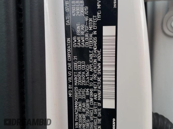 2019 Volvo XC40 R-Design z VIN YV4AC2HMXK2068129, wystawiony jako Copart lot #43337635 z przebiegiem 88 227 mil mil oraz Szkoda całkowita • Salvage title. Historia ofert i sprzedaży dostępna na DreamBid. Obrazek 16.