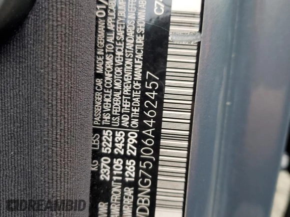 2006 Mercedes-Benz S 500 z VIN WDBNG75J06A462457, wystawiony jako Copart lot #53115985 z przebiegiem Nie podano mil oraz Szkody całkowita. Historia ofert i sprzedaży dostępna na DreamBid. Obrazek 12.