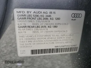 2015 Audi Q5 Premium Plus z VIN WA1LFAFP2FA140487, wystawiony jako Copart lot #50793085 z przebiegiem 118 494 mil mil oraz Szkoda całkowita • Salvage title. Historia ofert i sprzedaży dostępna na DreamBid. Obrazek 15.