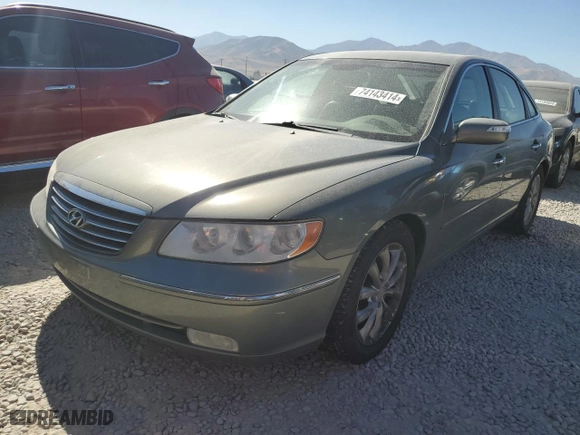 2008 Hyundai Azera Limited with VIN KMHFC46F78A276911, listed as a Copart auction lot 74143414 with 187,209 mi miles and Salvage Title. Bid and sale history available at carsss.com. Image 1.