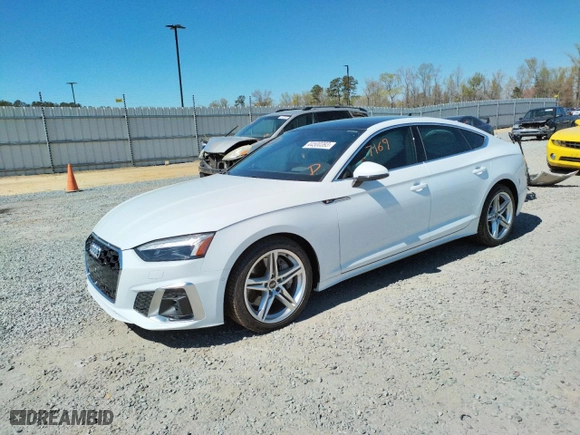 2022 Audi A5 Sportback S line Prestige with VIN WAUEACF58NA036928, listed as a Copart auction lot 44500393 with 7169 miles. Bid and sale history available at carsss.com. Image 1.