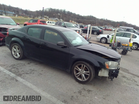 2014 Dodge Avenger SE z VIN 1C3CDZABXEN220282, wystawiony jako IAAI lot #35659755 z przebiegiem 191 584 mil mil oraz . Historia ofert i sprzedaży dostępna na DreamBid. Obrazek 1.