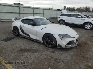 2023 Toyota GR Supra 3.0 with VIN WZ1DB0G09PW061258, listed as a Copart auction lot 77875554 with 0 mi miles and Salvage Title. Bid and sale history available at carsss.com. Image 4.