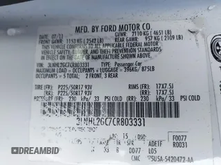 2012 Lincoln MKZ with VIN 3LNHL2GC7CR803331, listed as a IAAI auction lot 42321095 with 74,643 mi miles and . Bid and sale history available at DreamBid. Image 9.